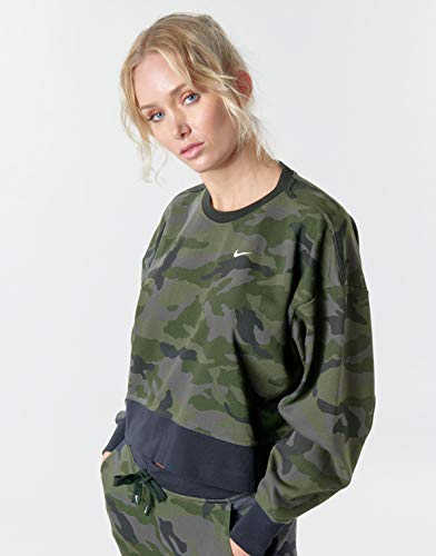 NIKE Dry Get Fit - Camiseta de Manga Larga para Mujer, Color Gris y Blanco (Talla del Fabricante: XL)