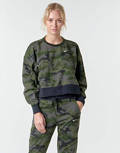 NIKE Dry Get Fit - Camiseta de Manga Larga para Mujer, Color Gris y Blanco (Talla del Fabricante: XL)