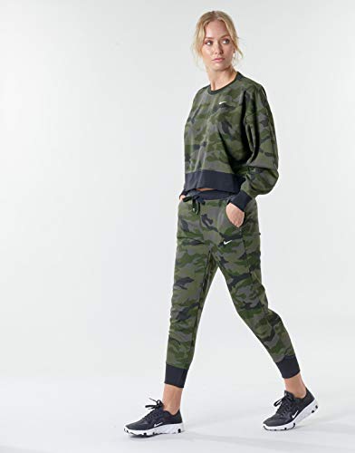 NIKE Dry Get Fit - Camiseta de Manga Larga para Mujer, Color Gris y Blanco (Talla del Fabricante: XL)