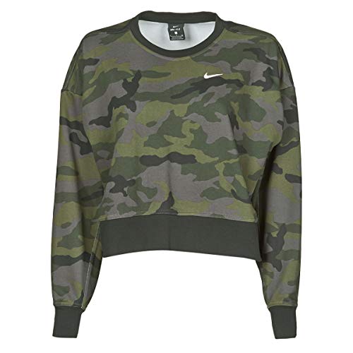 NIKE Dry Get Fit - Camiseta de Manga Larga para Mujer, Color Gris y Blanco (Talla del Fabricante: XL)