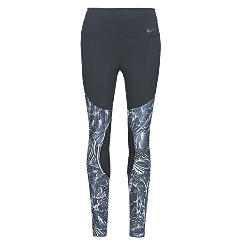 NIKE Power Gym Flutter Print - Mallas para Mujer, Mujer, Leotardos, 933453-010, Negro y Gris Atmosphere, Extra-Small