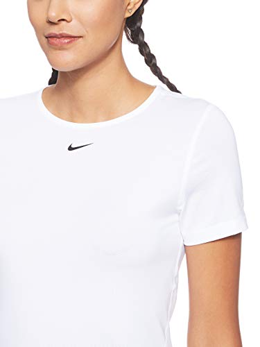 NIKE Pro Camiseta, Mujer, Blanco (White/Black), M