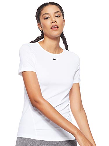 NIKE Pro Camiseta, Mujer, Blanco (White/Black), M