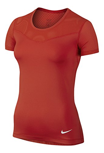 NIKE Pro Hypercool SS - Camiseta para Mujer, Color Naranja/Blanco, Talla S