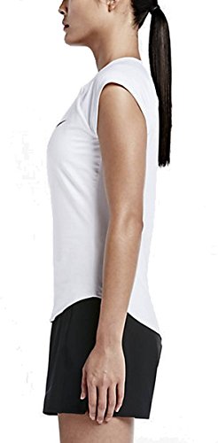 NIKE Pure Top Camiseta de Manga Corta, Mujer, Blanco/Negro, XS