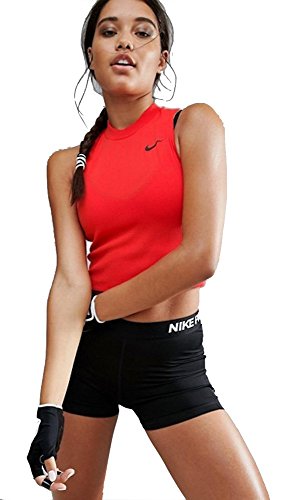 NIKE W NK Dry Tank Crop Camiseta sin Mangas para Mujer, Naranja (MAX Orange/Black), L
