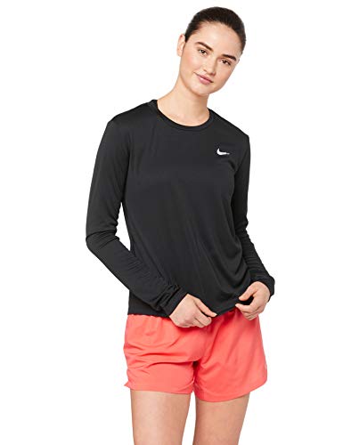 NIKE W NK Miler Top LS Camiseta de Manga Larga, Mujer, Black/Reflective silv, S