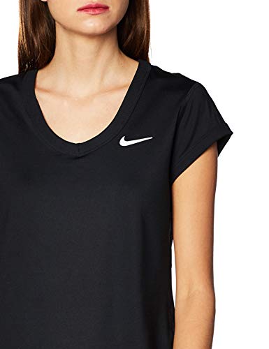 NIKE W Nkct Dry Top SS Camiseta, Mujer, Black/White, S