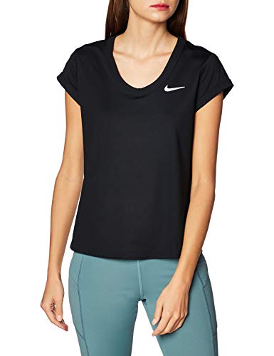 NIKE W Nkct Dry Top SS Camiseta, Mujer, Black/White, S