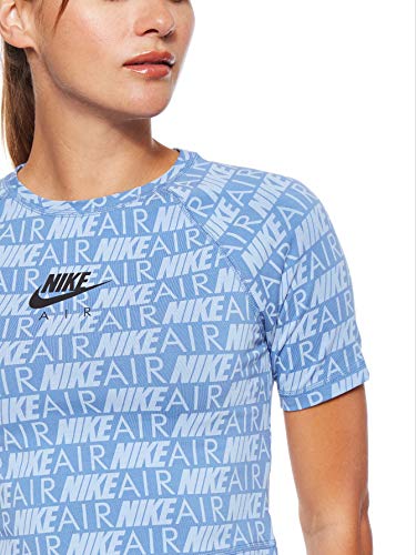 NIKE W NSW Air Top SS AOP Camiseta de Manga Corta, Mujer, Indigo Storm, XL