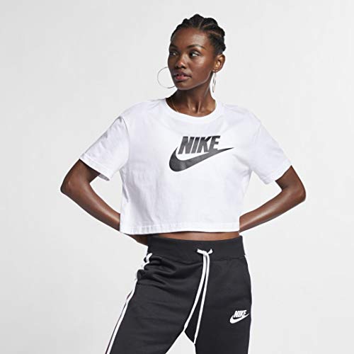 Nike W NSW Essntl CRP ICN Ftra - Camiseta, Mujer, White/Black, S