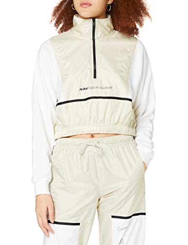 NIKE W NSW Qz Archive RMX - Camiseta de Manga Larga para Mujer, Mujer, CU6382, Blanco/Light Bone/Black, S