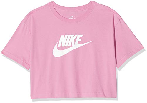 NIKE W NSW tee Essntl CRP ICN FTR Camiseta de Manga Corta, Mujer, Magic Flamingo/(White), L
