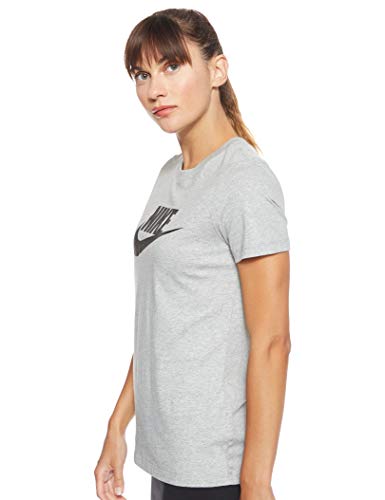 NIKE W NSW tee ESSNTL Icon Futura Camiseta de Manga Corta, Mujer, Gris (dk Grey Heather/Black), XS