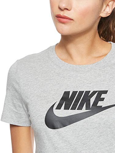 NIKE W NSW tee ESSNTL Icon Futura Camiseta de Manga Corta, Mujer, Gris (dk Grey Heather/Black), XS