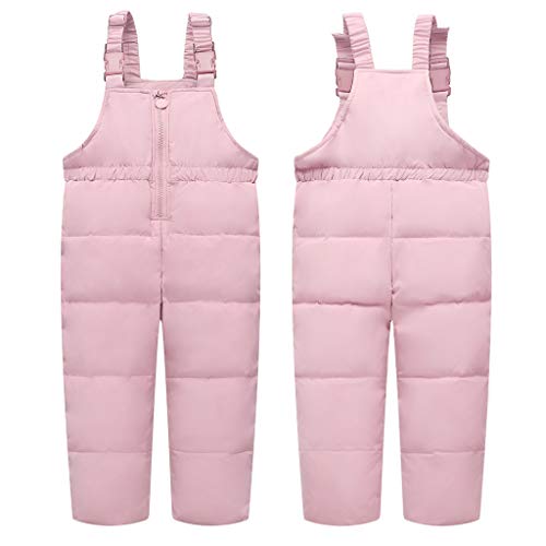 Niñas Conjunto de Esquí, Chaqueta con Capucha + Pantalón de Esquí Impermeable Traje de Nieve 2 Piezas Traje de Esquí Abrigos de Pluma Pantalones de nieve Invierno Pantalones de Babero, Rosado 2-3 Años
