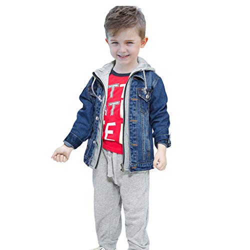 Niño Capucha Chaqueta Vaquera Abrigo Bebé Cazadora Vaquera Niñas Denim Jacket Manga Larga Mezclilla Jacke Trajes De Otoño Invierno Outwear (140cm)