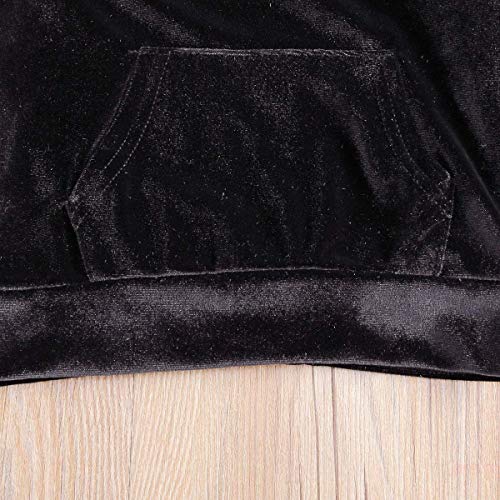 Niños bebés niñas Ropa Deportiva 2 Piezas de Terciopelo con Capucha chándal Superior Pantalones Largos Pantalones niñas pequeñas Prendas de Vestir Conjuntos (Black,3-4 Años)