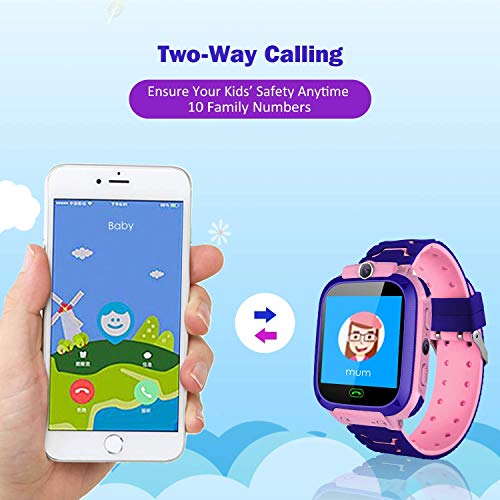 Niños Smart Watch Phone, La Musica Smartwatch para niños de 3-12 años Niñas con cámara Ranura para Tarjeta SIM Juego de Pantalla táctil Smartwatch Childrens Gift（Pink）
