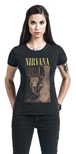 Nirvana Alleyway Mujer Camiseta Negro L, 100% algodón, Regular