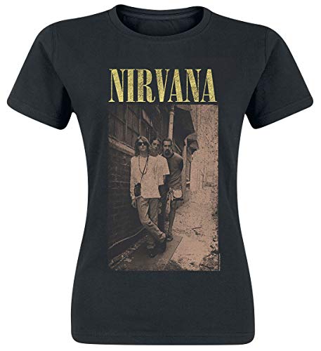 Nirvana Alleyway Mujer Camiseta Negro L, 100% algodón, Regular
