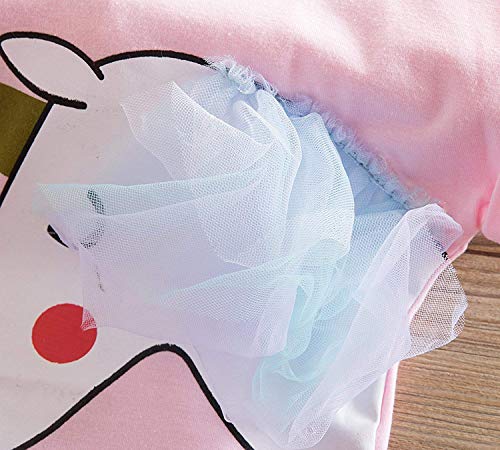 NNJXD Niñas Vestidos Unicornio Conjunto de Ropa de 2 Piezas con Chaquetas Rosas + Faldas de Arco Iris de tutú tamaño（120） 4-5 Años Rosa