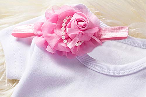 NNJXD Recién Nacida Tutú Primer Cumpleaños 3 Piezas Trajes Mameluco + Falda y Diadema Tamaño (1) 1 Año Rosa