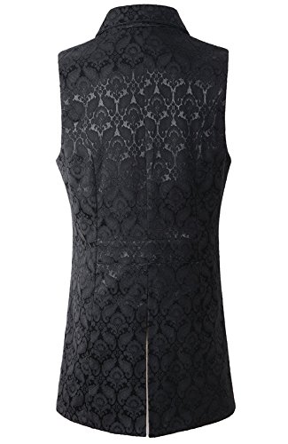 Nofonda Chaleco Largo de Estilo Victoriano Gótico Steampunk para Hombres(Negro XXL)