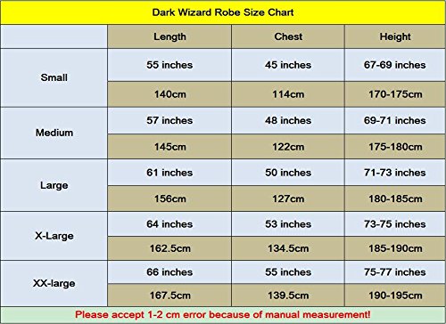 Nofonda Disfraz de Mago Monje Capa con Capucha Negra de Mágico Sacerdote Traje de Bruja Hechiceros Ropa Medieval de Adultos Hombre para Fiesta de Halloween Carnaval (XL)