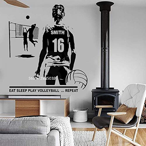 Nombre Personalizado, Camiseta De Voleibol Femenina, Números, Calcomanía De Pared, Pegatinas De Vinilo, Arte De Pared, Murales De Voleibol, Decoración Del Hogar, Fondos De Pantalla 72X80Cm