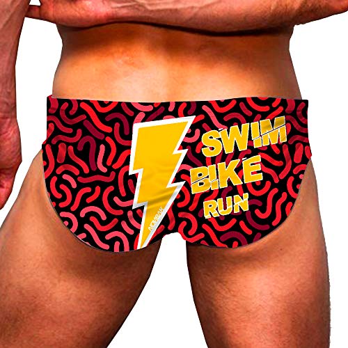 Nonbak bañador Hombre Natacion Slip Thunder Traje de baño, Rojo, Doble Forro (XS)