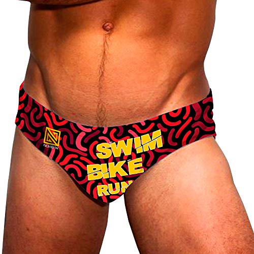 Nonbak bañador Hombre Natacion Slip Thunder Traje de baño, Rojo, Doble Forro (XS)