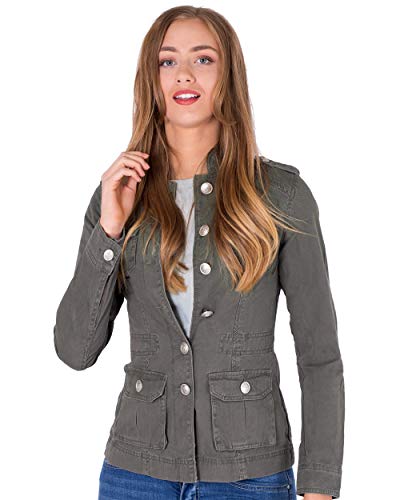 NOROZE Chaqueta de Verano de Estilo Militar para Mujer