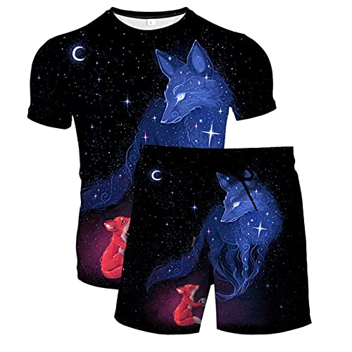 Novedad Unisex Camiseta con Estampado 3D Camisetas de Manga Corta y Bañadores para Hombre Pantalones Cortos Divertidos Bañadores de Secado Rápido Bañadores con Cordón(Negro,6XL)