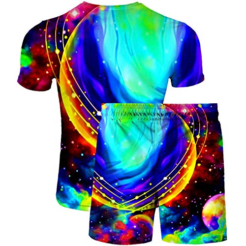 Novedad Unisex Camiseta con Estampado 3D Camisetas de Manga Corta y Bañadores para Hombre Pantalones Cortos Divertidos Bañadores de Secado Rápido Bañadores con Cordón(Verde,XL)