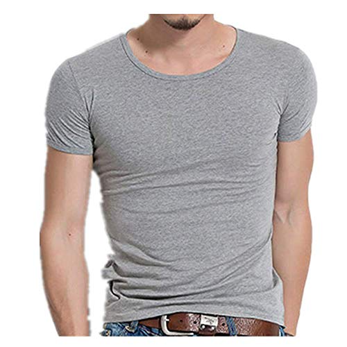 N\P Hombres camiseta de manga corta hombres camiseta O-cuello delgado color sólido medio manga hombre camiseta hombres camiseta - rojo - 3X-Large
