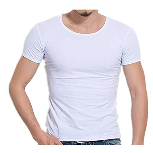 N\P Hombres camiseta de manga corta hombres camiseta O-cuello delgado color sólido medio manga hombre camiseta hombres camiseta - rojo - 3X-Large