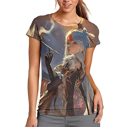 Nueey Gen-Shi Im-Pact - Camiseta deportiva para mujer, diseño de hip-hop, color amarillo