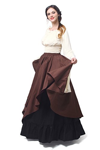 Nuoqi Mujeres Renacimiento Medieval Victoriana Reina Traje De Hombro Partido Vestido Top y Falda (XL, GC229A-NI)