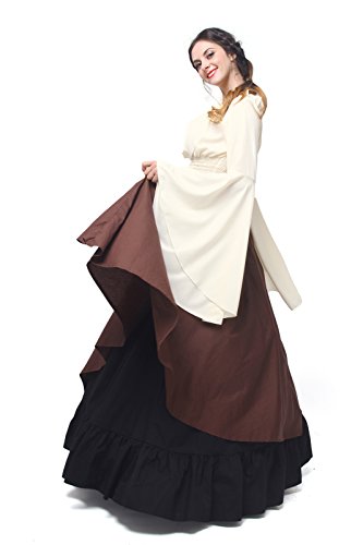 Nuoqi Mujeres Renacimiento Medieval Victoriana Reina Traje De Hombro Partido Vestido Top y Falda (XL, GC229A-NI)