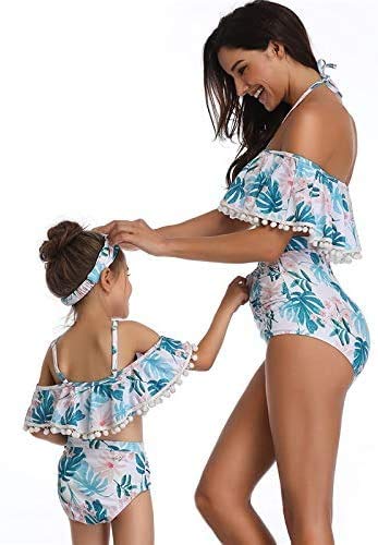 NXDHPLIENG, Traje de baño a Juego para la Familia, Conjuntos de Bikinis para Madre e Hija, Traje de baño para Madre e Hija,   Ropa de baño para la Familia, Ropa de baño, Grande