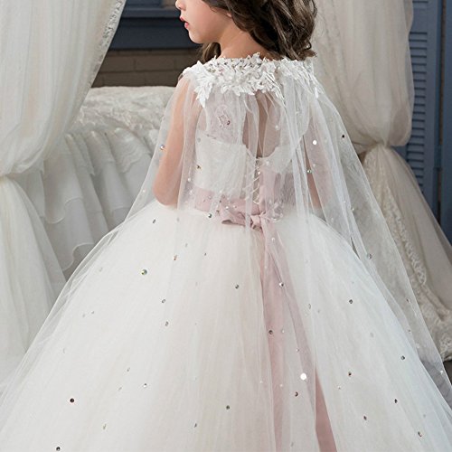 OBEEII Niñas Vestidos de Primera Comunion Vestido Apliques Encaje Bordado Elegantes Princesa Vestidos de Fiesta Boda Noche Ceremonia Gala Pageant Cóctel Prom para Chicas 10-11 Años