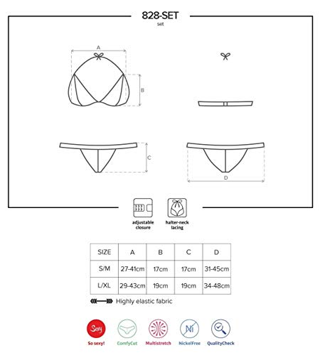 Obsessive 828-Set-1 L/Xl Conjunto de Ropa Interior y Bodi Lingerie Set Negro Poliamida - Conjuntos de Ropa Interior y Bodis (Lingerie Set, Negro, Poliamida, L/Xl, Monótono)
