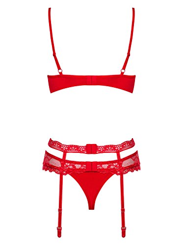 Obsessive - Conjunto de lencería para mujer, color rojo, con sujetador y tanga, en caja de regalo rojo L-XL