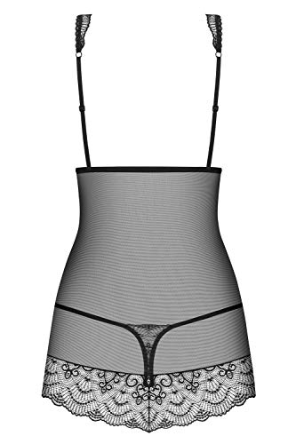 Obsessive Conjunto De Lencería para Mujeres: Babydoll Y Tanga Firella, Negro,S-M