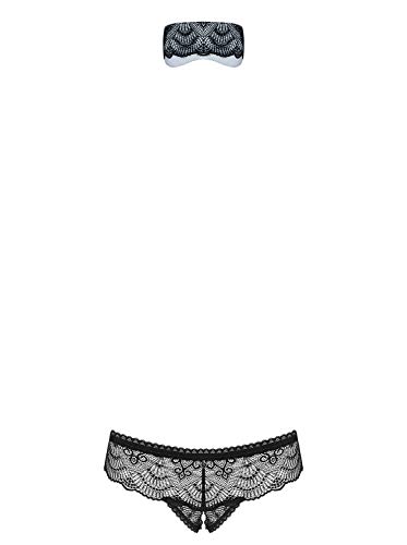 Obsessive Conjunto De Lencería: Tanga Atrevido Y Máscara Firella 2-Pcs Set, Negro,L-XL