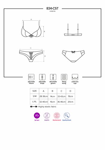 Obsessive - Conjunto de lencería y disfraz de enfermera en uno, color azul y blanco azul S-M