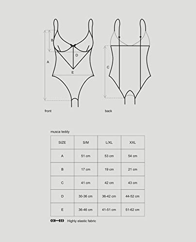 Obsessive Elegante body que realza la figura con adornos delicados en una bonita caja de regalo. Negro y burdeos. XXL