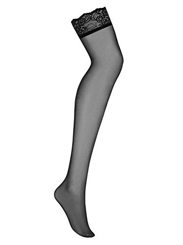 Obsessive Medias Sensuales De Liga para Mujeres Amallie Stockings, Negro,S-M