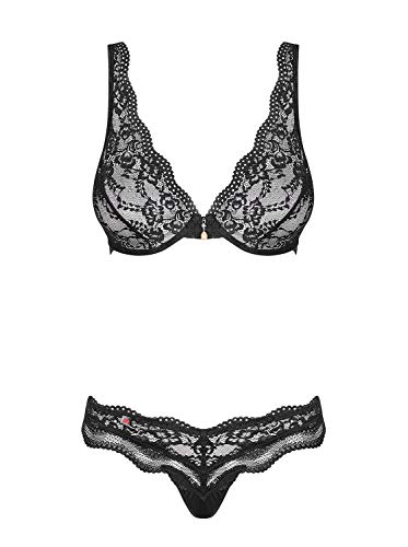 Obsessive Set 2 Piezas Luvae Ropa interior erótica, Negro (Negro), S/M para Mujer